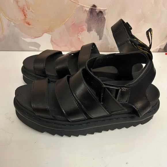 ! Dr. Martens Blaire Women's Brando Leather Sandals Black Size 7 - Picture 3 of 8